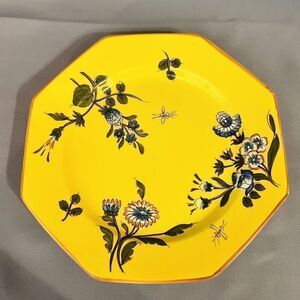 Este Ceramiche Italy Octagonal Yellow Blue Flower Thistle Floral Plate